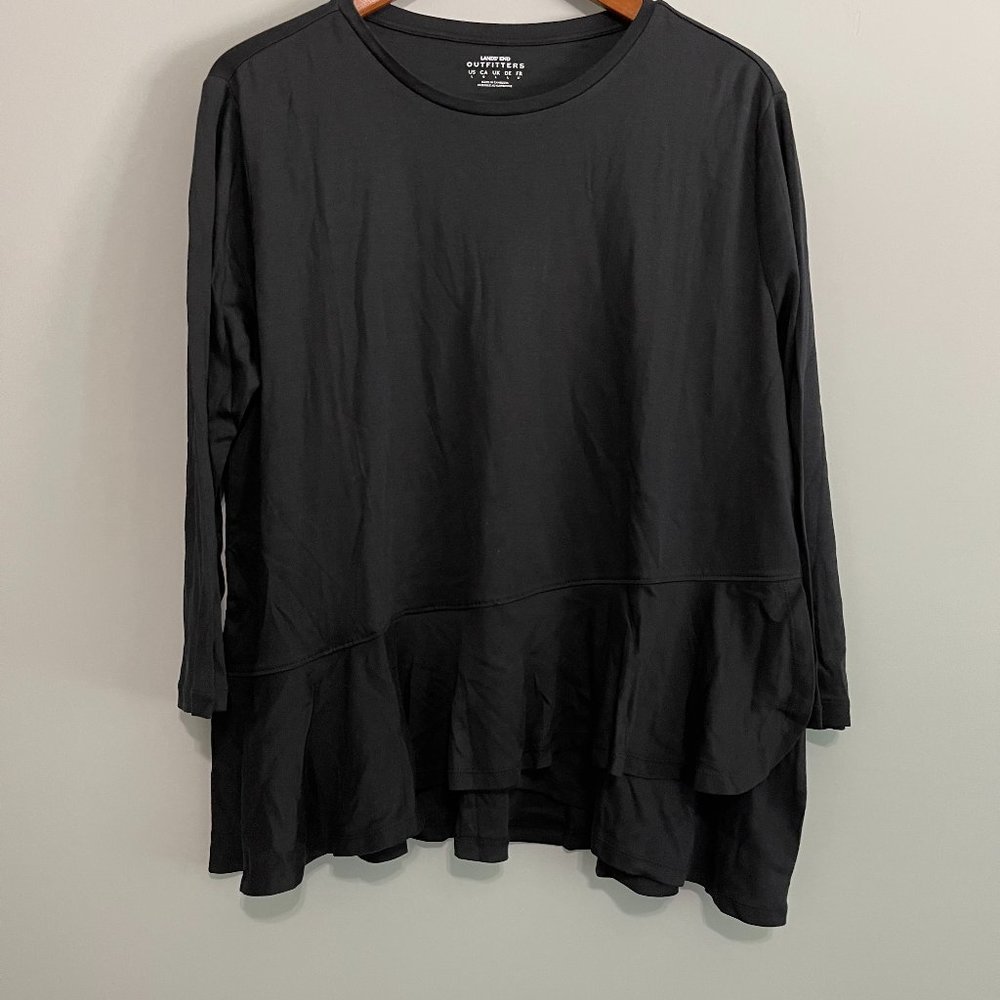 Lands’ End Outfitters Large black asymmetrical long sleeve top